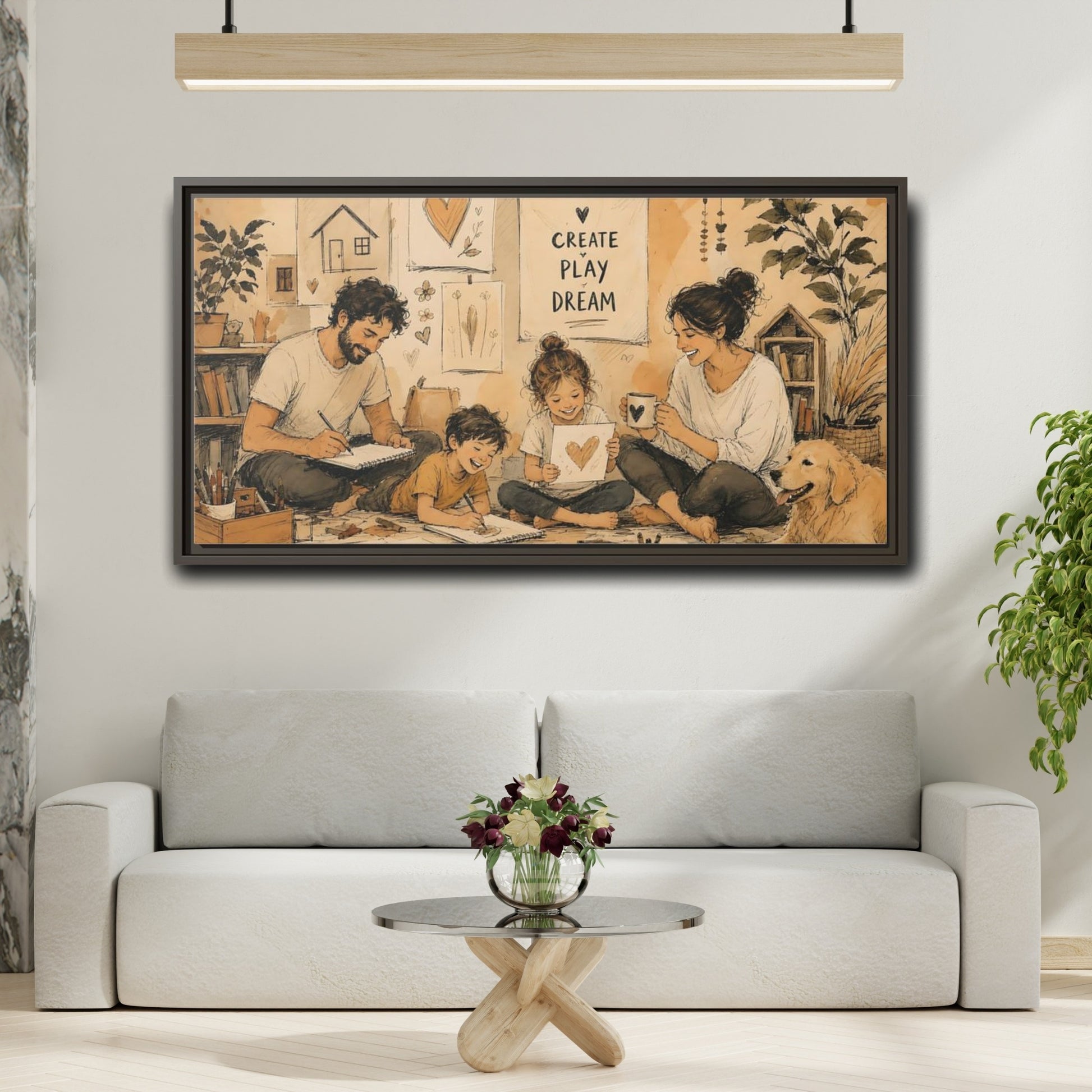 Mockup 2. Cozy Family Art Time shown as framed canvas print