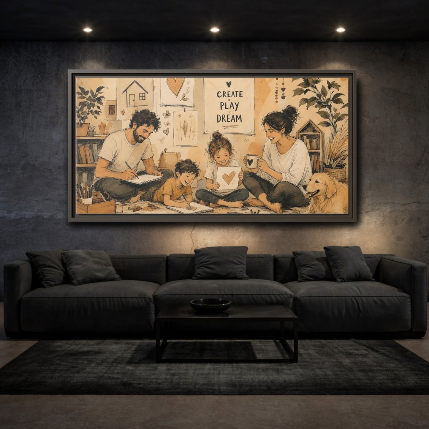 Mockup 3. Cozy Family Art Time shown as framed canvas print