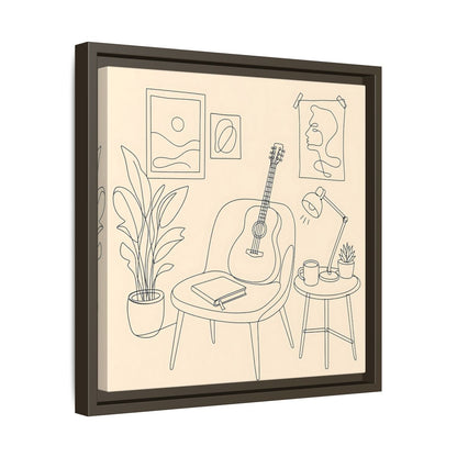 Side Mockup 29. Cozy Guitar Reading Nook shown as framed canvas print
