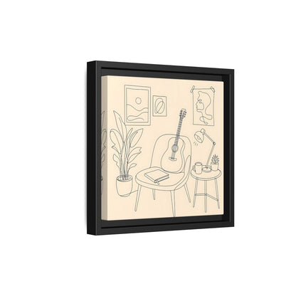 Side Mockup 21. Cozy Guitar Reading Nook shown as framed canvas print