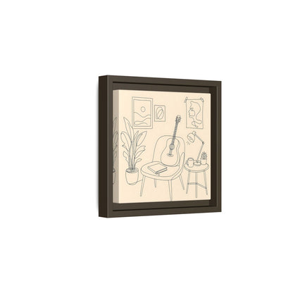 Side Mockup 2. Cozy Guitar Reading Nook shown as framed canvas print