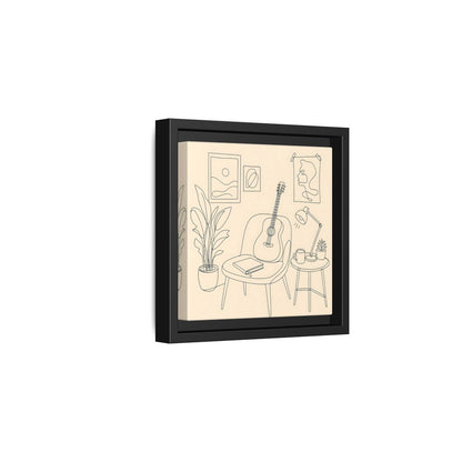 Side Mockup 3. Cozy Guitar Reading Nook shown as framed canvas print