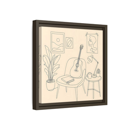 Side Mockup 17. Cozy Guitar Reading Nook shown as framed canvas print