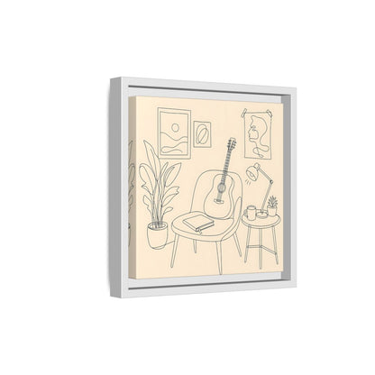 Side Mockup 19. Cozy Guitar Reading Nook shown as framed canvas print