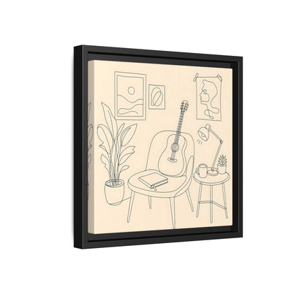 Side Mockup 18. Cozy Guitar Reading Nook shown as framed canvas print