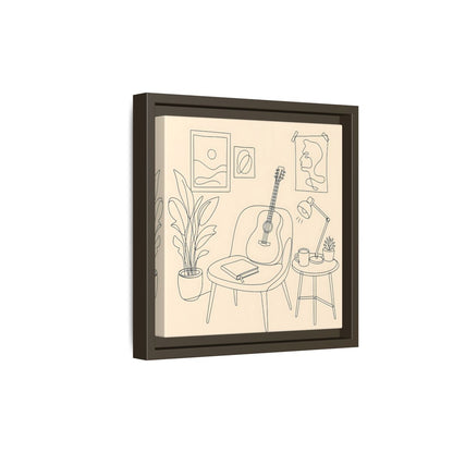 Side Mockup 20. Cozy Guitar Reading Nook shown as framed canvas print