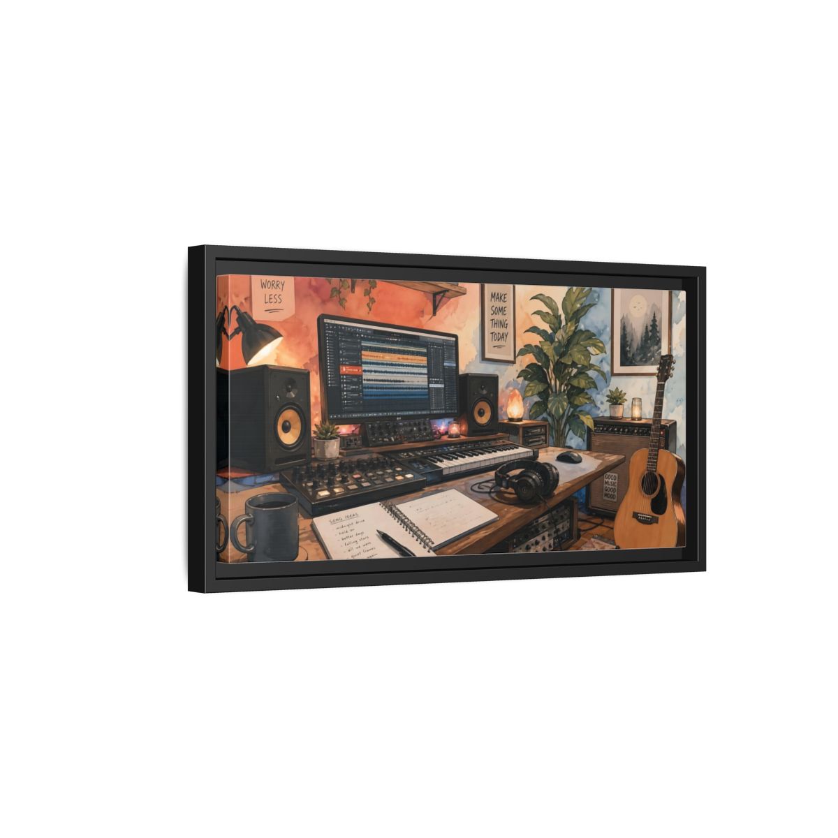 Side Mockup 8. Cozy Home Music Studio shown as framed canvas print