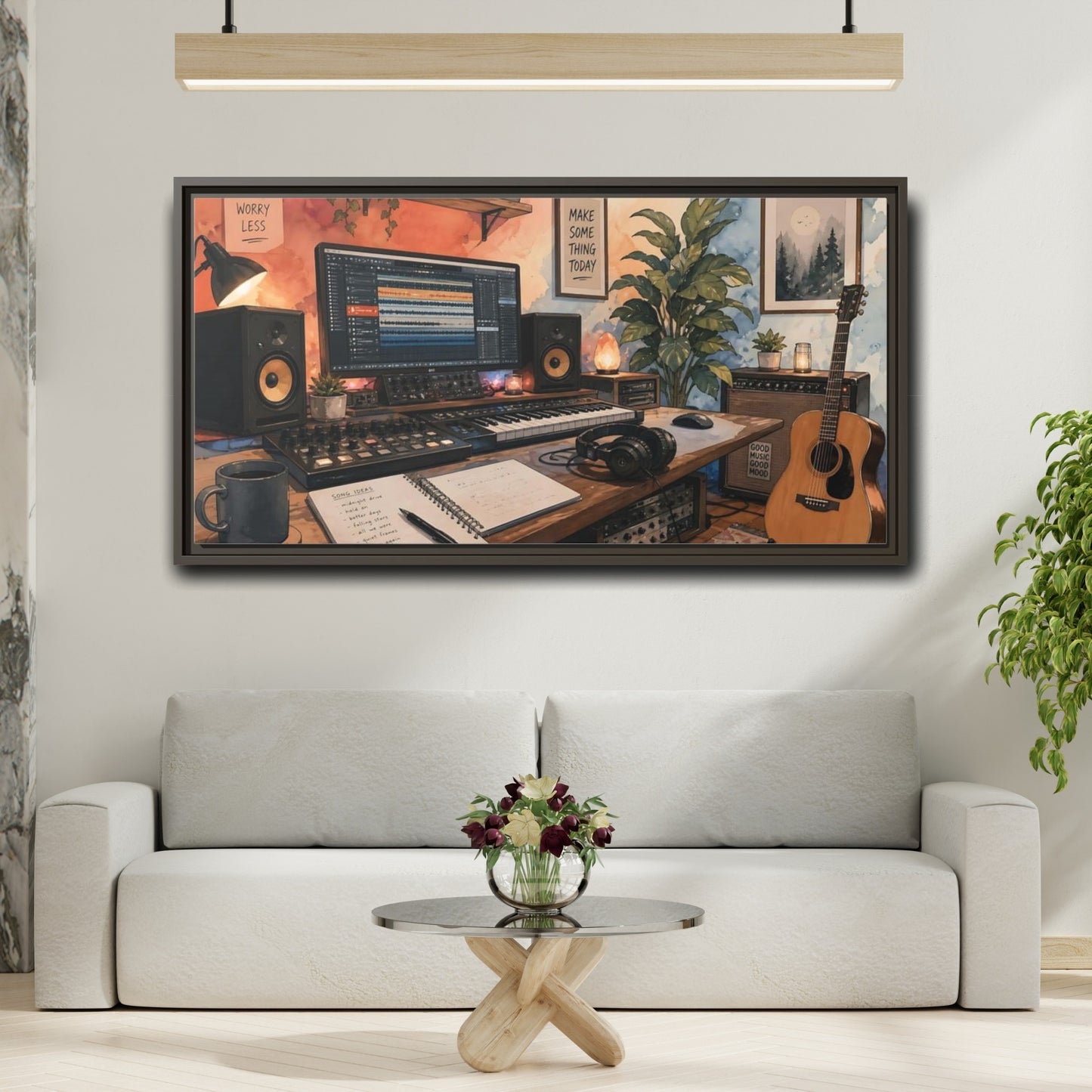 Mockup 2. Cozy Home Music Studio shown as framed canvas print