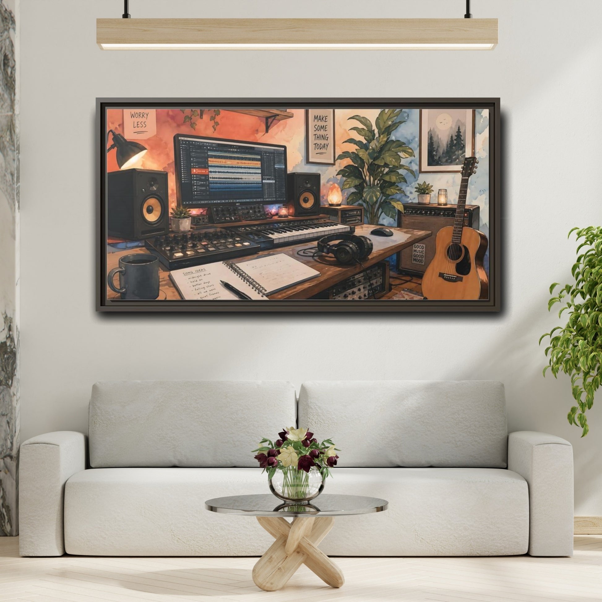 Mockup 2. Cozy Home Music Studio shown as framed canvas print