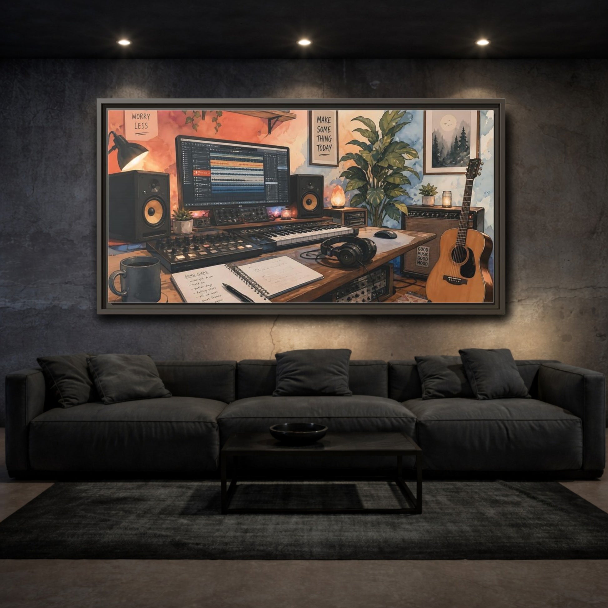 Mockup 3. Cozy Home Music Studio shown as framed canvas print