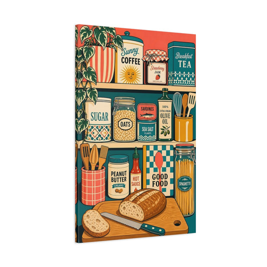 Main Mockup. Cozy Kitchen Pantry shown as canvas print