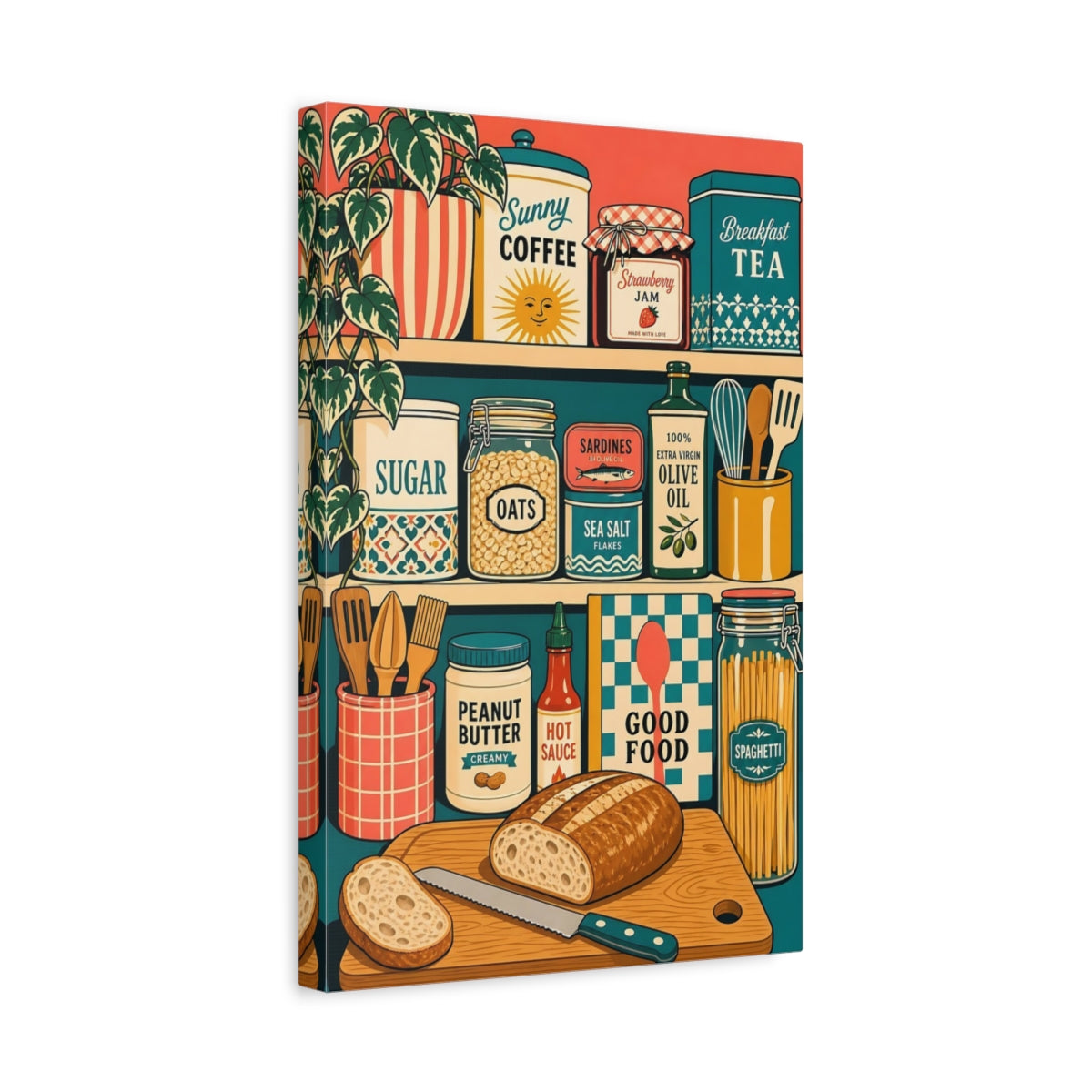 Side Mockup 4. Cozy Kitchen Pantry shown as canvas print