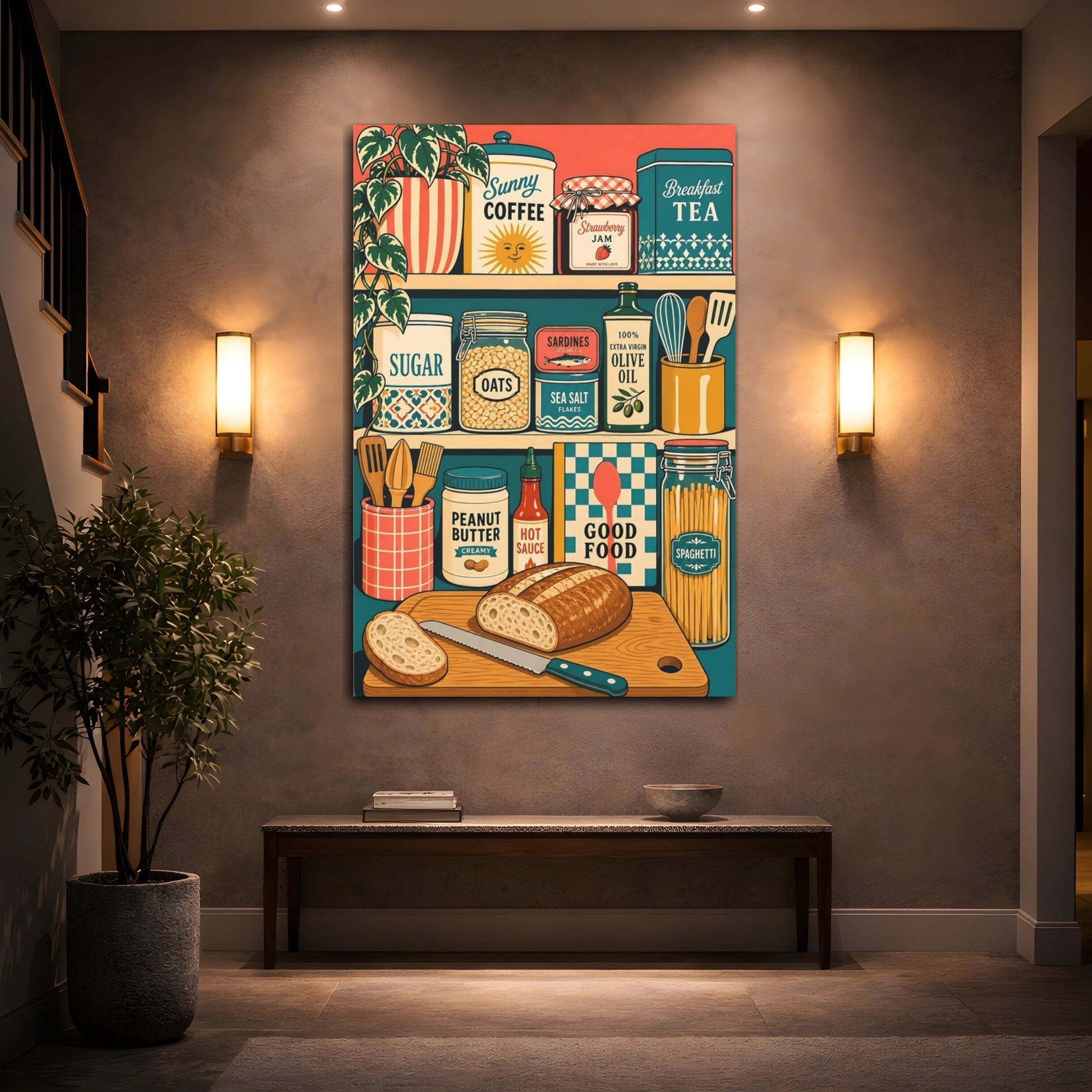 Mockup 2. Cozy Kitchen Pantry shown as canvas print