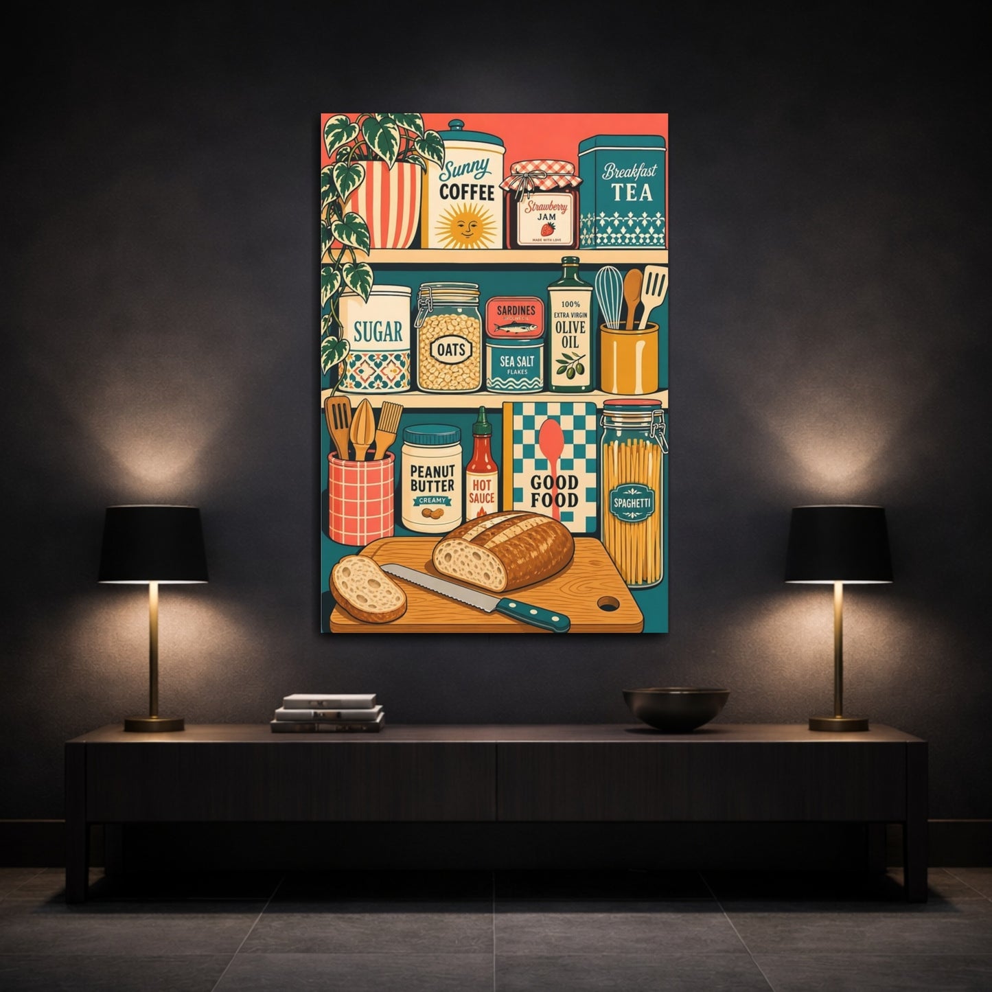 Mockup 3. Cozy Kitchen Pantry shown as canvas print