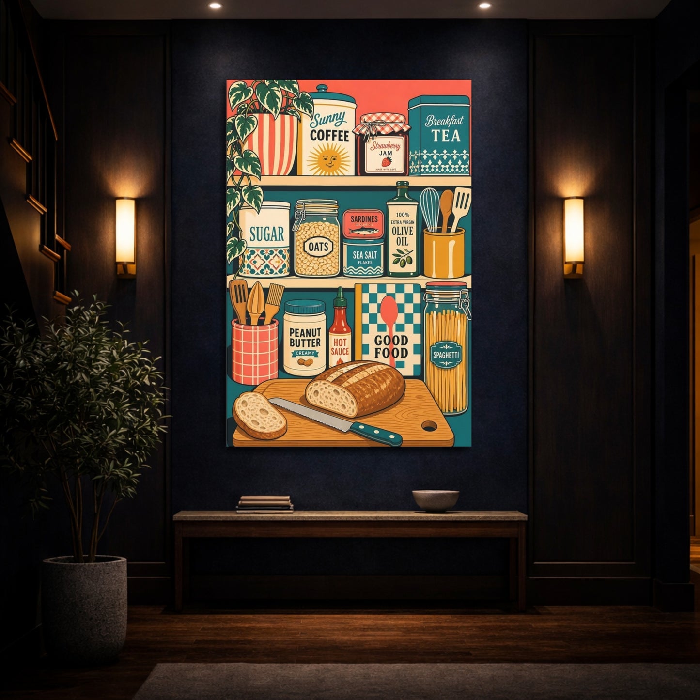 Mockup 4. Cozy Kitchen Pantry shown as canvas print