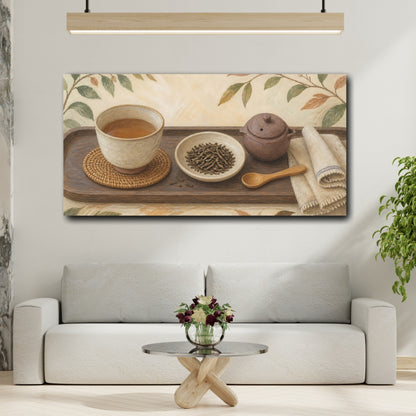 Mockup 2. Cozy Rustic Tea Tray shown as canvas print