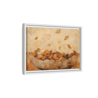 Side Mockup 4. Cracked Bowl Of Leaves shown as framed canvas print
