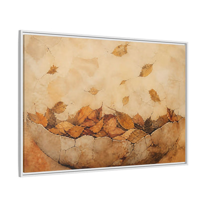 Side Mockup 7. Cracked Bowl Of Leaves shown as framed canvas print