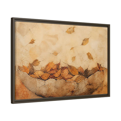 Side Mockup 11. Cracked Bowl Of Leaves shown as framed canvas print