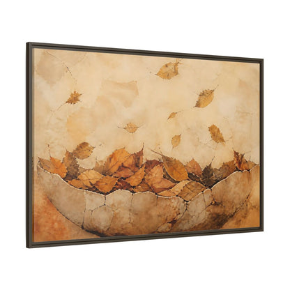 Side Mockup 8. Cracked Bowl Of Leaves shown as framed canvas print