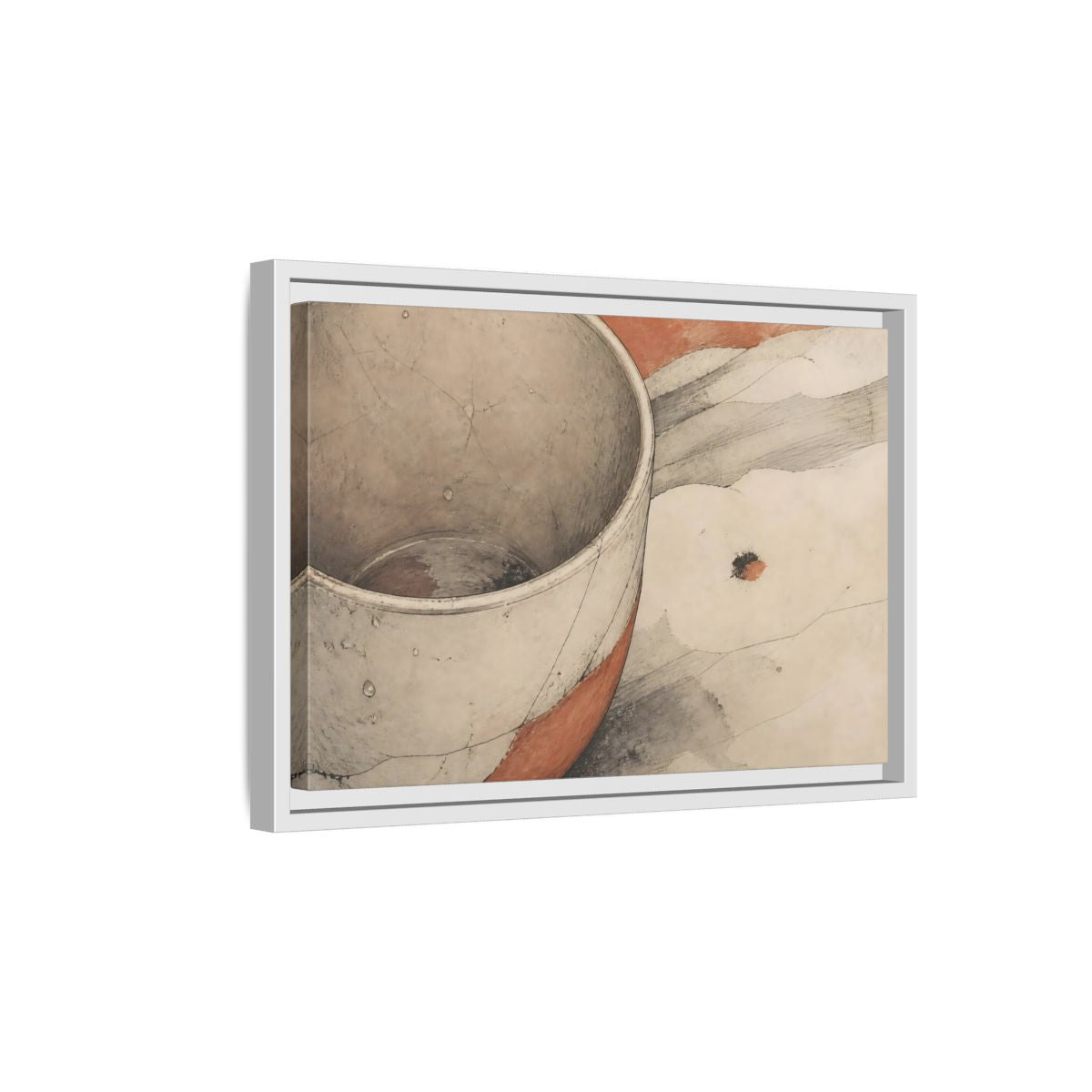 Side Mockup 4. Cracked Ceramic Cup Study shown as framed canvas print