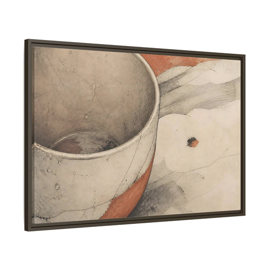 Main Mockup. Cracked Ceramic Cup Study shown as framed canvas print