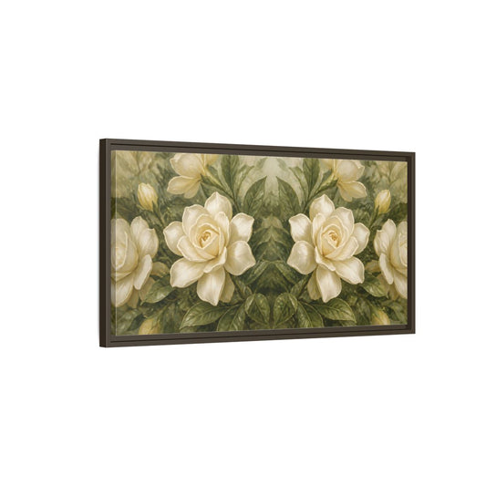 Main Mockup. Cream Gardenia Elegance shown as framed canvas print