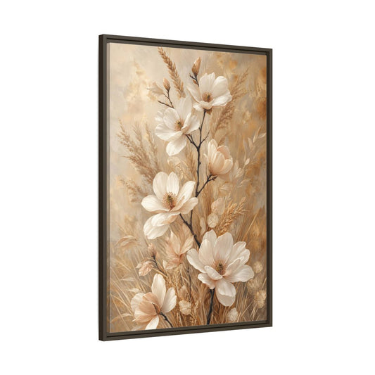 Main Mockup. Cream Magnolia Bouquet shown as framed canvas print
