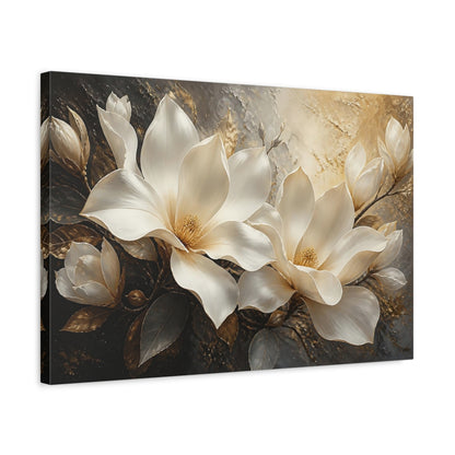 Side Mockup 3. Cream Magnolia Flower Elegance shown as canvas print
