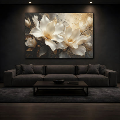 Mockup 3. Cream Magnolia Flower Elegance shown as canvas print