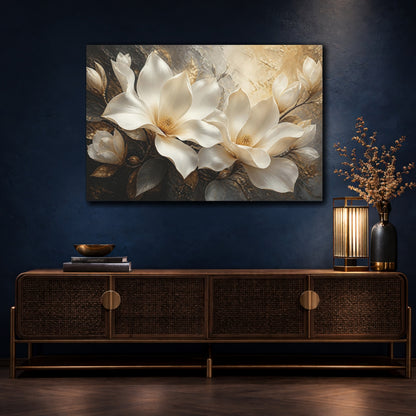 Mockup 4. Cream Magnolia Flower Elegance shown as canvas print