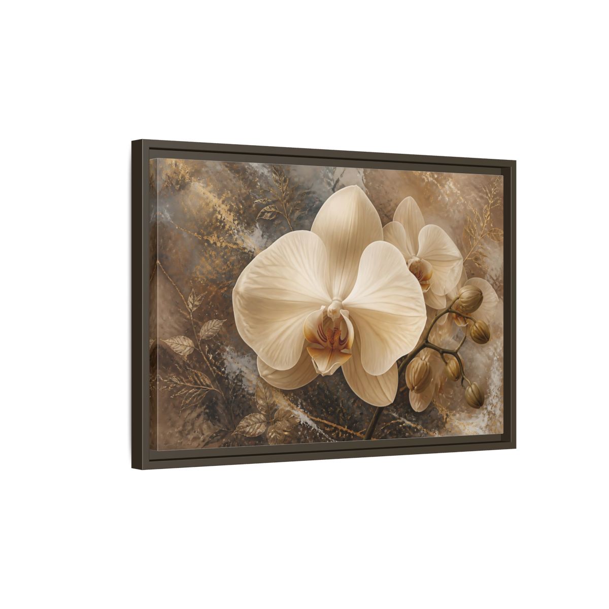 Side Mockup 2. Cream Orchid Elegance shown as framed canvas print