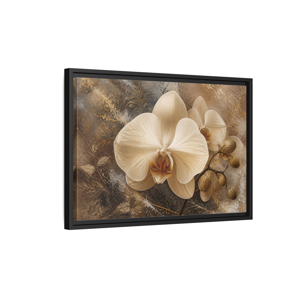 Side Mockup 3. Cream Orchid Elegance shown as framed canvas print