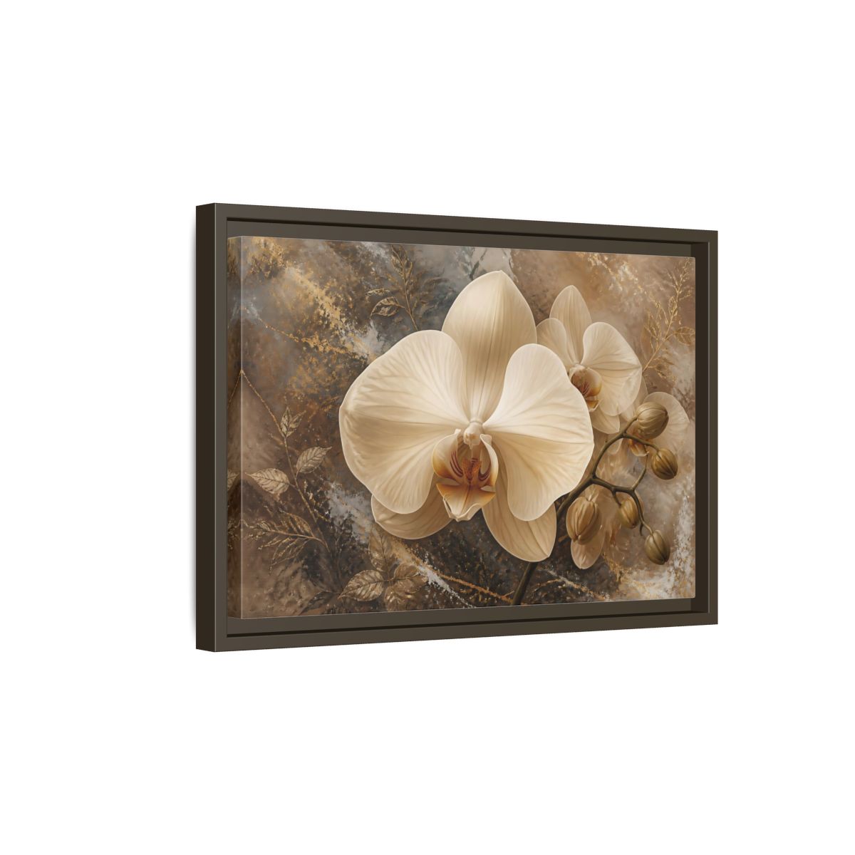Side Mockup 5. Cream Orchid Elegance shown as framed canvas print