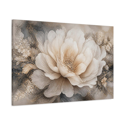 Main Mockup. Cream Peony Floral shown as canvas print