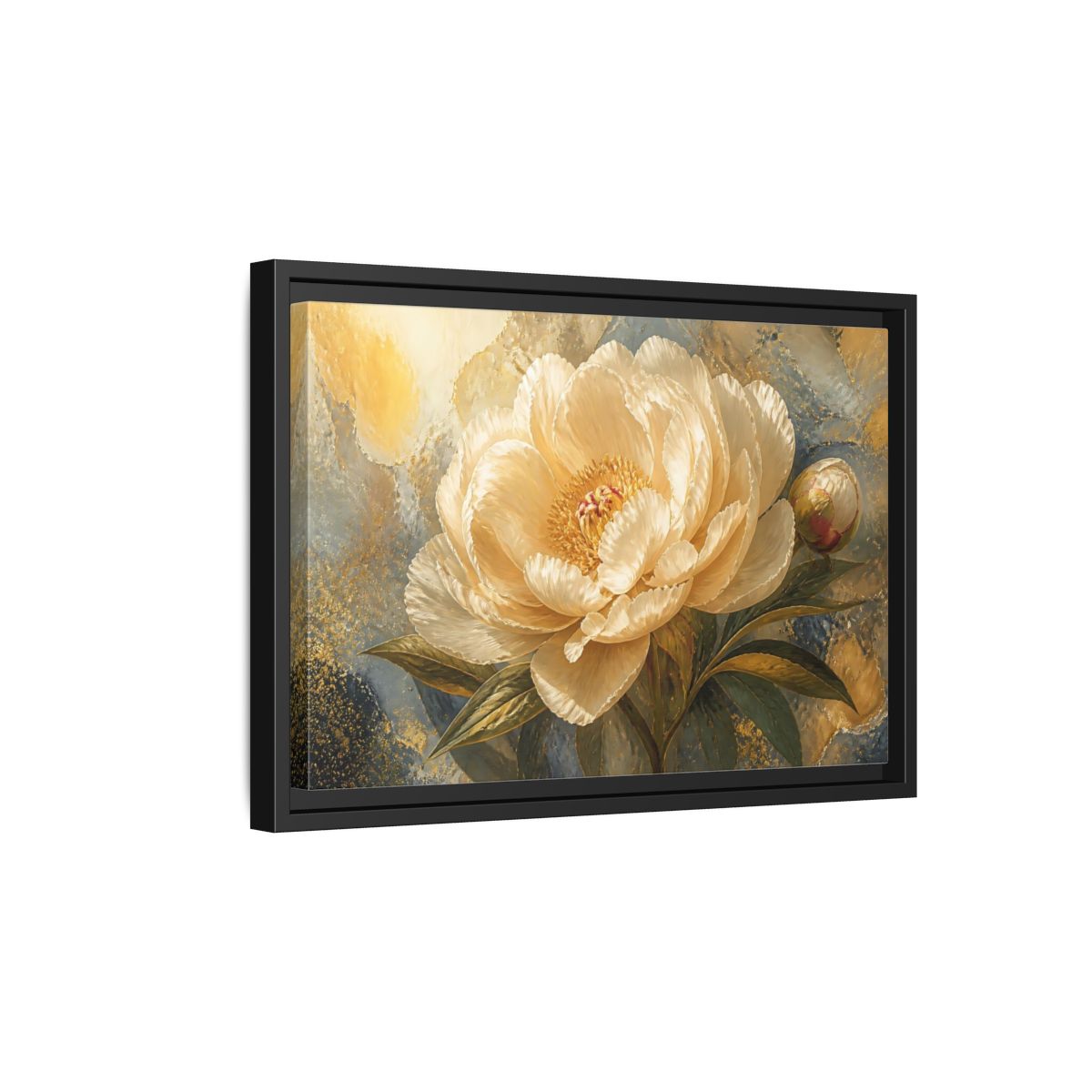 Side Mockup 6. Cream Peony Floral Elegance shown as framed canvas print