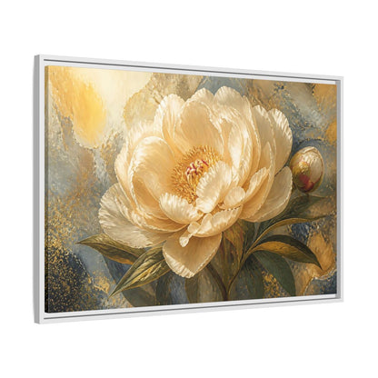 Side Mockup 9. Cream Peony Floral Elegance shown as framed canvas print
