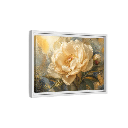 Side Mockup 4. Cream Peony Floral Elegance shown as framed canvas print