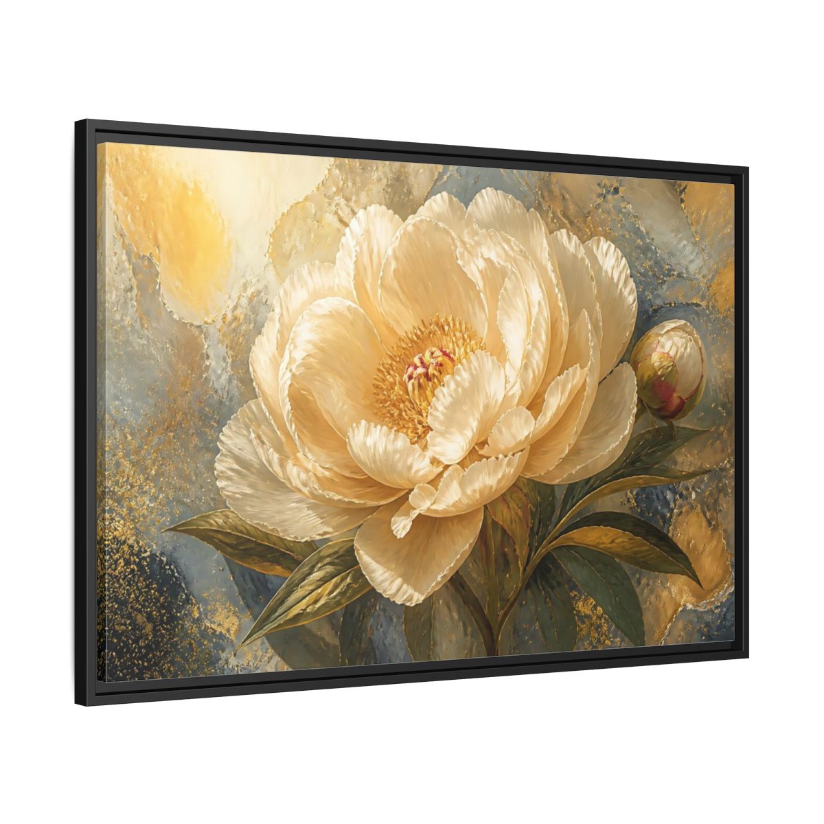 Side Mockup 13. Cream Peony Floral Elegance shown as framed canvas print