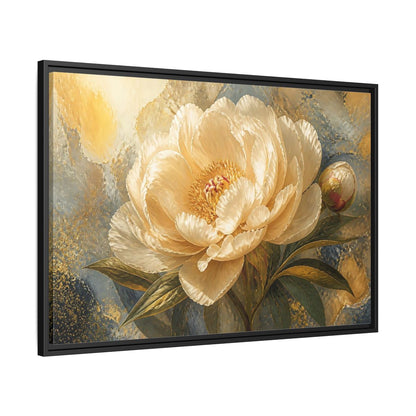 Side Mockup 13. Cream Peony Floral Elegance shown as framed canvas print