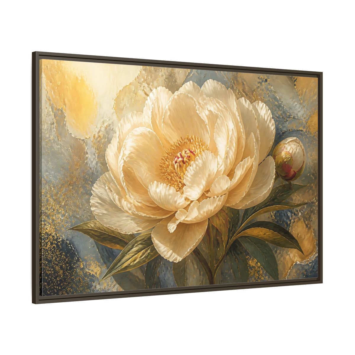 Side Mockup 8. Cream Peony Floral Elegance shown as framed canvas print