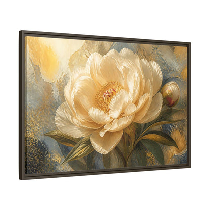 Main Mockup. Cream Peony Floral Elegance shown as framed canvas print