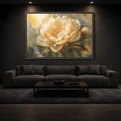 Mockup 3. Cream Peony Floral Elegance shown as framed canvas print