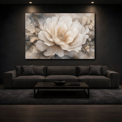 Mockup 3. Cream Peony Floral shown as canvas print