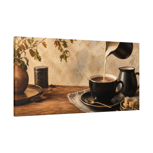 Main Mockup. Creamy Tea Pour shown as canvas print