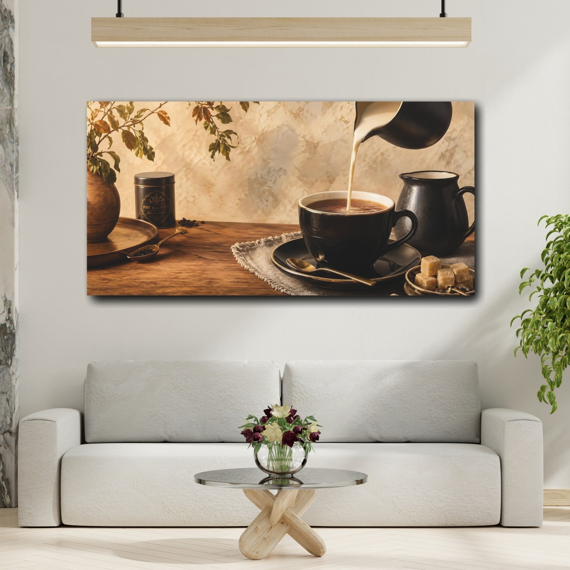Mockup 2. Creamy Tea Pour shown as canvas print