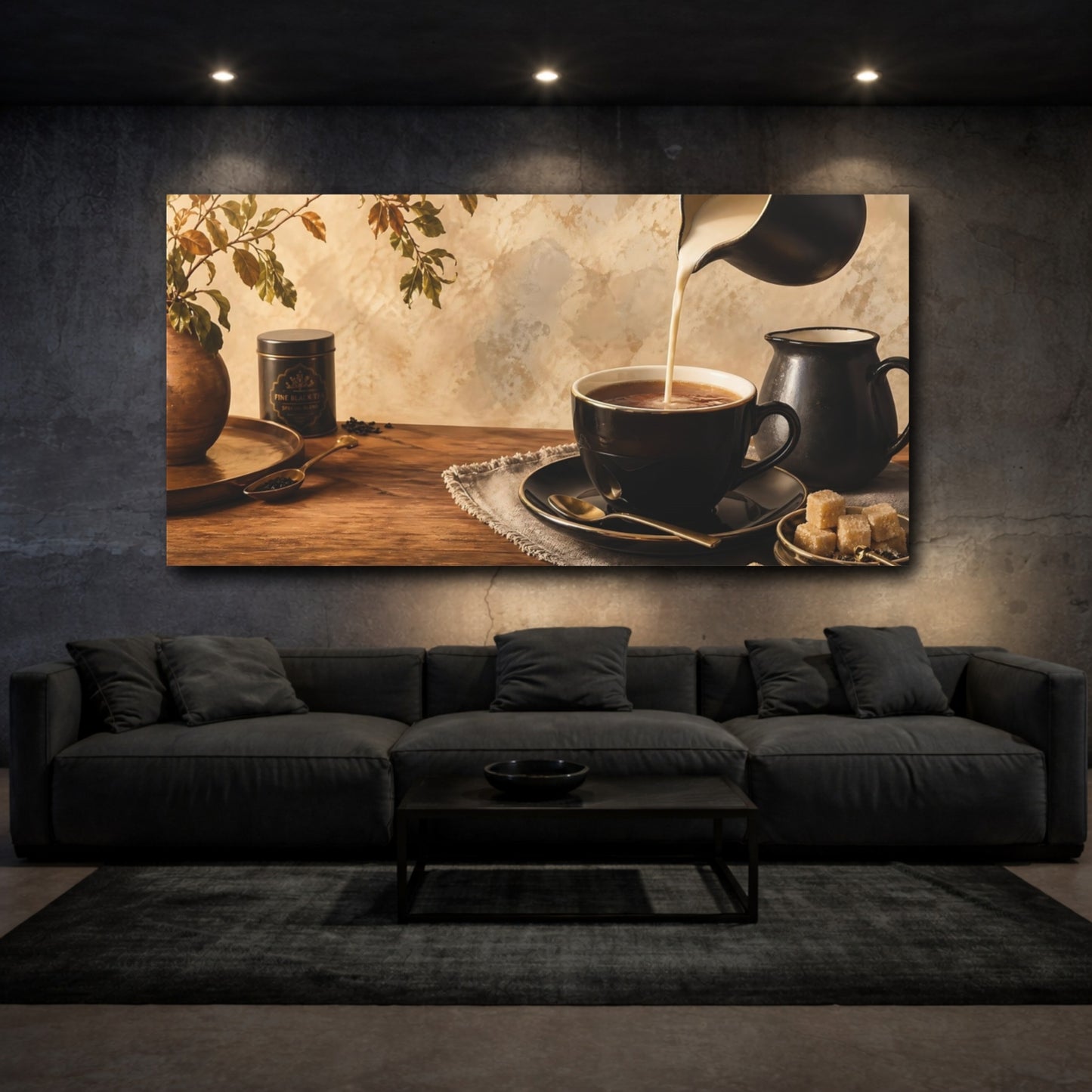 Mockup 3. Creamy Tea Pour shown as canvas print