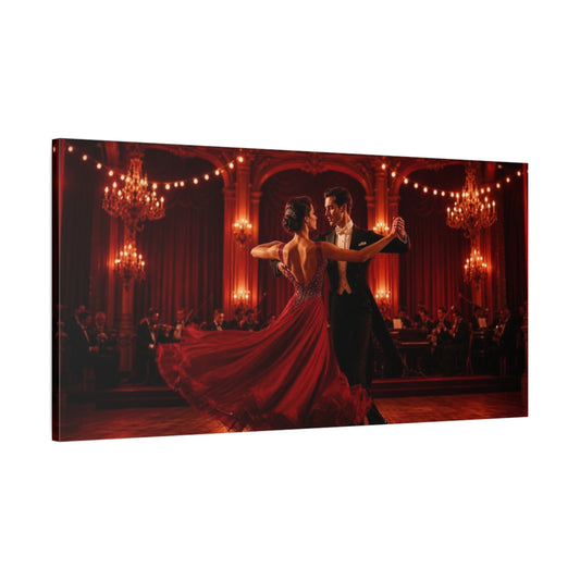 Main Mockup. Crimson Ballroom Waltz shown as canvas print