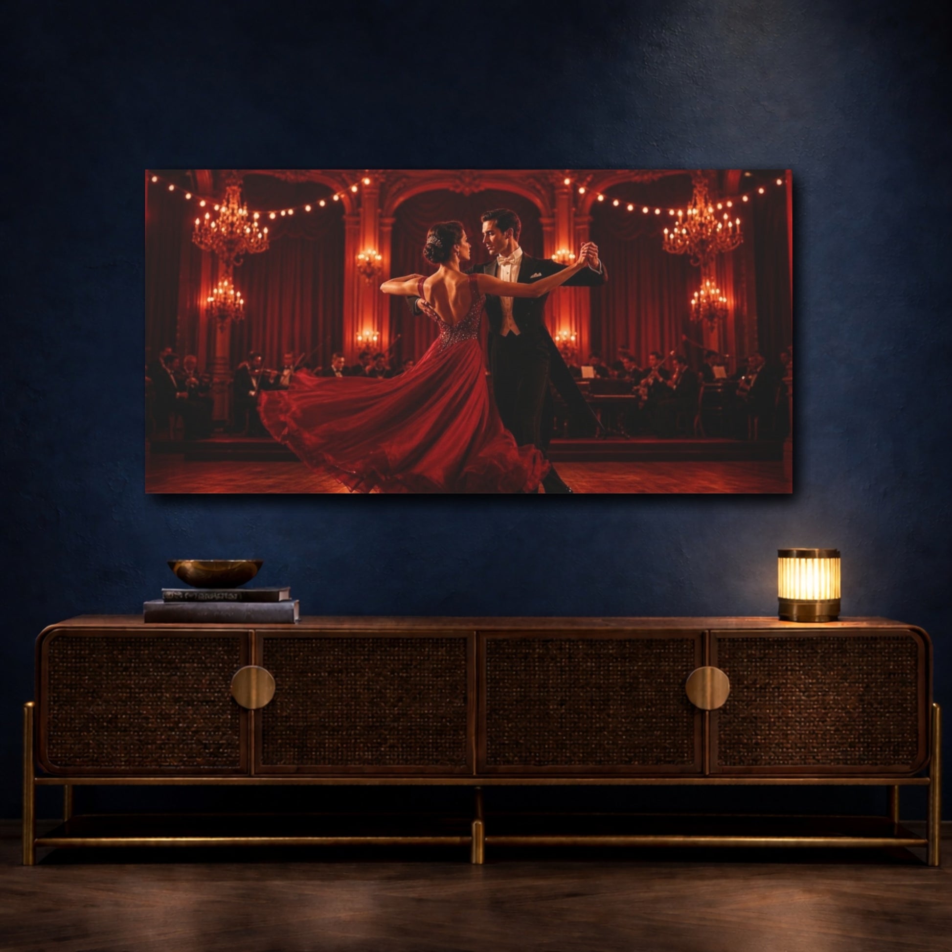 Mockup 4. Crimson Ballroom Waltz shown as canvas print