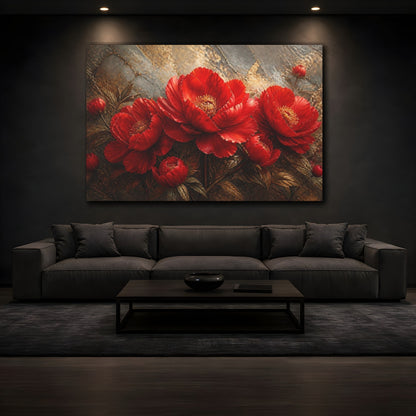Mockup 3. Crimson Floral Peony shown as canvas print
